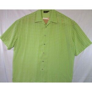Manzini Collection Shirt Mens 3XL Green Short Sleeve Button Up Check Made USA